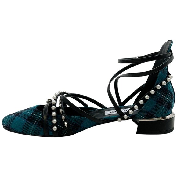 Jimmy Choo Peacock / Silver Tartan Celestia 25 Flats - Picture 3 of 9